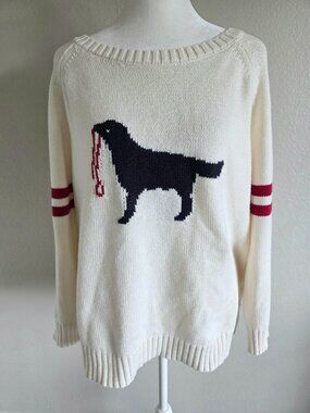Miracle Dog Walking Sweater Black Dog Cream Long Sleeves Size S M Cotton Blend